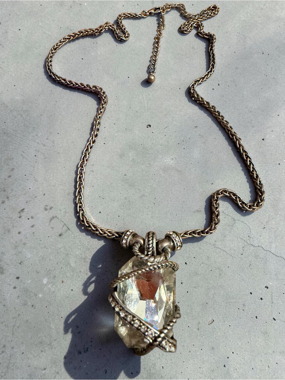 Gold Crystal Pendant Necklace - Women's Jewelry